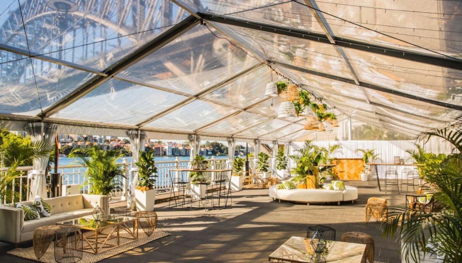 The Bridge Marquee in daylight with the Harbour Bridge directly above